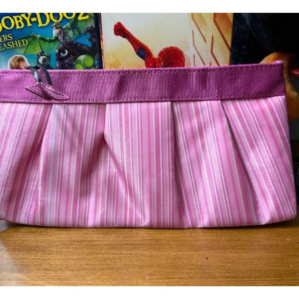 Y2K Pink Purple Striped Clutch Bag Purse McBling Barbiecore 2000s Vintage Party